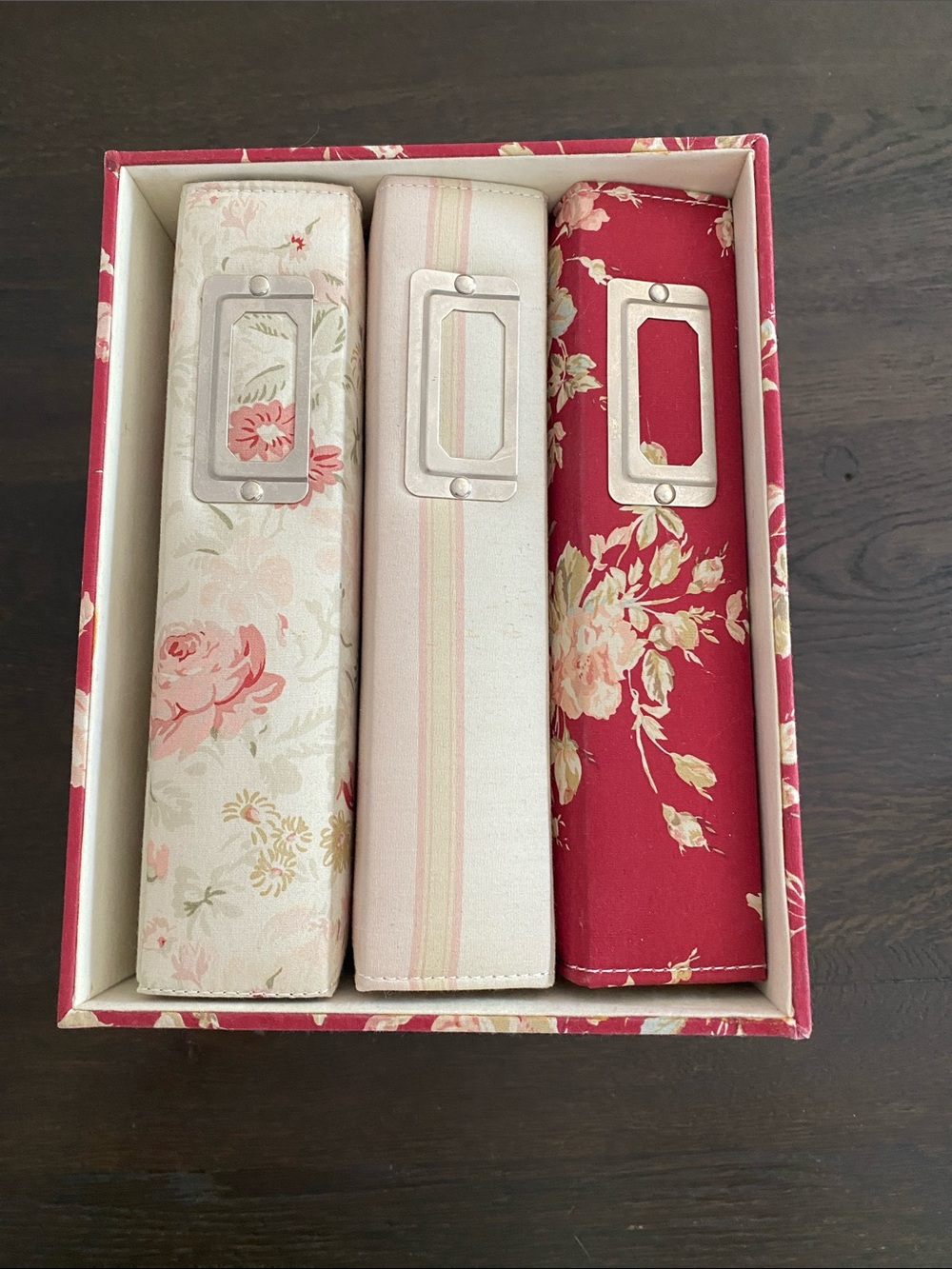 Pottery Barn Floral Fabric Decorative photo Binders -Set of 3)